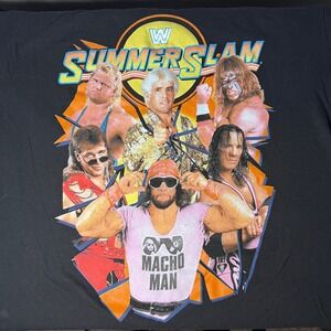 WWE SummerSlam T-Shirt Men XL Black Macho Man Ric Flair Warrior Graphic Tee 2018